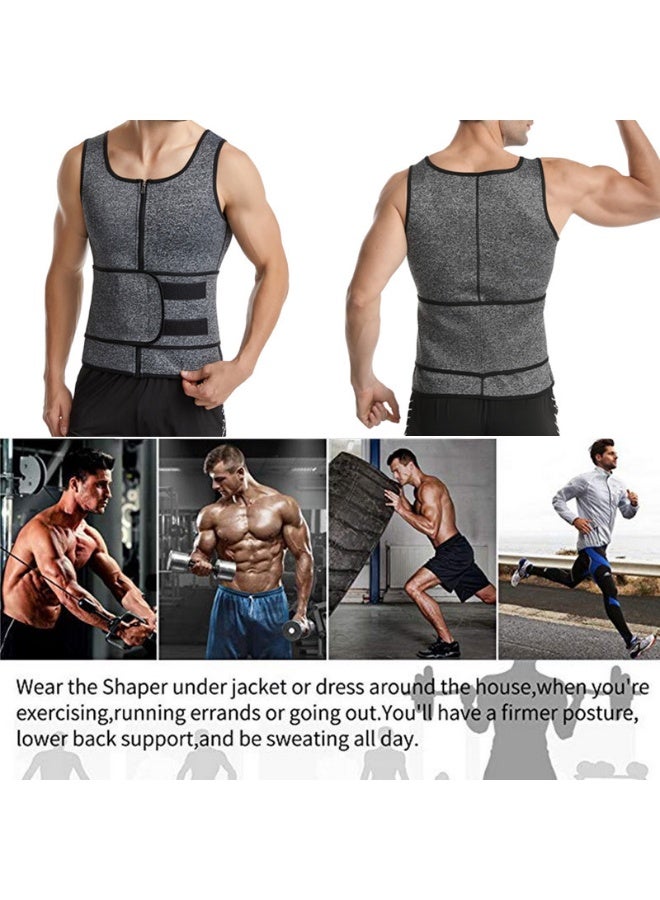 Zesen Men's Waist Trainer Sauna Vest Weight Loss Shaping Sweat Vest with Double Belts and Zipper, Corset Upgraded Version - Image 3